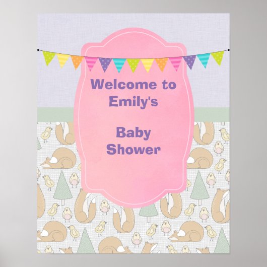 Baby shower Welkom met Woodland Creats Poster (Voorkant)