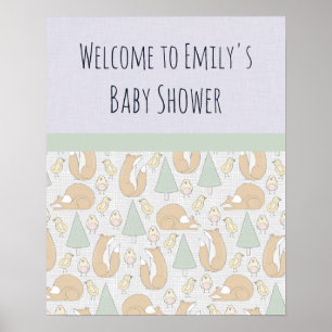 Baby shower Welkom met Woodland Creats Poster