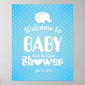 Baby shower Welkom Poster met Elephant for Boy (Voorkant)