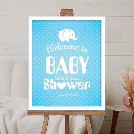Baby shower Welkom Poster met Elephant for Boy