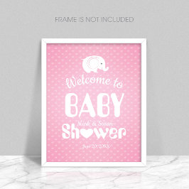 Baby shower Welkom Poster met olifant voor meisje