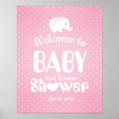 Baby shower Welkom Poster met olifant voor meisje (Voorkant)
