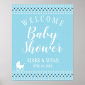 Baby shower Welkom Poster met Stroller for Boy (Voorkant)