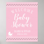 Baby shower Welkom Poster met Stroller voor Meisje (Voorkant)