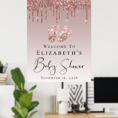 Baby Shower Welkom Roze Gouden Glitters Poster (Thuiskantoor)