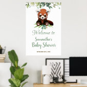 Baby shower Welkom Sign Cute Red Panda Beer Poster (Thuiskantoor)