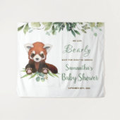 Baby shower Welkom Sign Cute Red Panda Beer Wandkleed (Voorkant (horizontaal))
