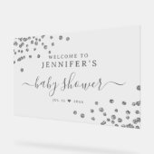 Baby shower Welkom Silver Glitter Confetti Acryl Bord (Hoek)