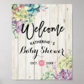Baby shower Welkom Succulente Planten Rustisch Hou Poster (Voorkant)