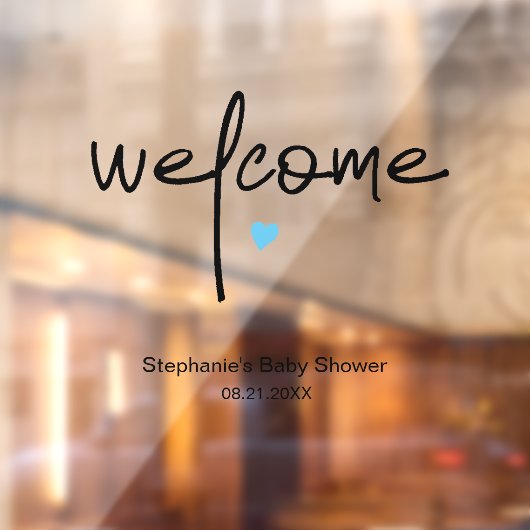 Baby shower Welkom Tiny Blue Heart Raamsticker (Vel 2)