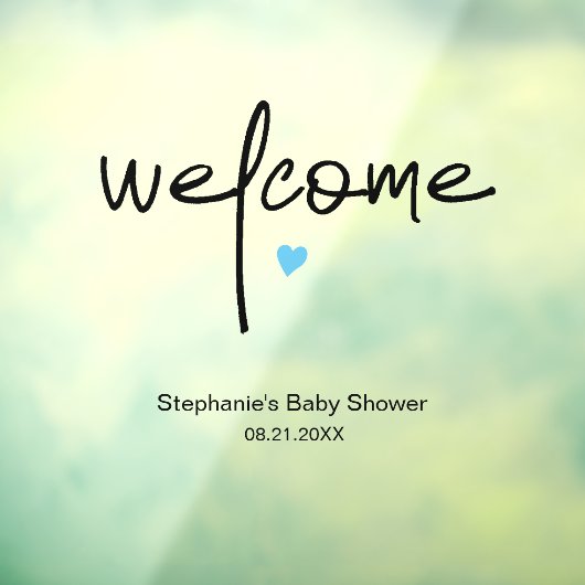 Baby shower Welkom Tiny Blue Heart Raamsticker (Vel 3)