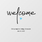 Baby shower Welkom Tiny Blue Heart Raamsticker (Vel)