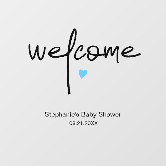Baby shower Welkom Tiny Blue Heart Raamsticker (Vel)