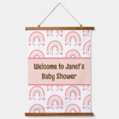 Baby shower welkom wandtapijt roze hangend wandkleed (Voorkant)