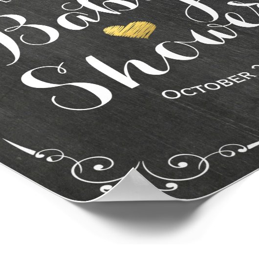 Baby shower Welkom zwart-wit karton Poster (Hoek)