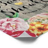 Baby shower Welkome Chic Flowers String Light Wood Poster (Hoek)