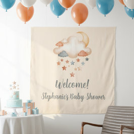 Baby Shower Welkomstbanner - Maan & Sterren Muur D Wandkleed