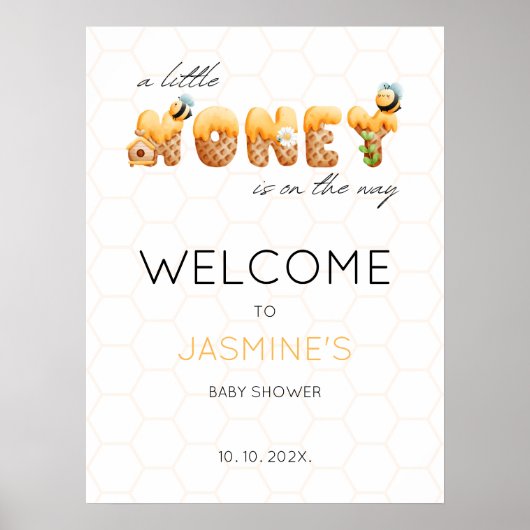 Baby Shower Welkomstbord Kleine Bijen Honing Bij Poster (Voorkant)