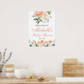 Baby shower Welkomstteken Aanwijzer Floral Boho Ru Poster (Keuken)