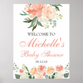 Baby shower Welkomstteken Aanwijzer Floral Boho Ru Poster