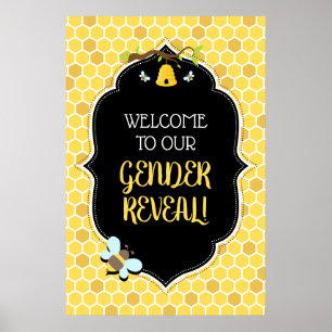 Baby shower welkomstteken bijen poster