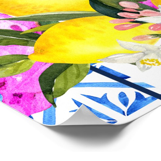 Baby shower welkomstteken Blauwe Tegels Poster (Hoek)