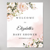 Baby shower welkomstteken boho blush roze floral poster (Voorkant)