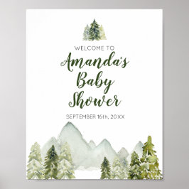 Baby shower Welkomstteken pijnboomavontuur Poster