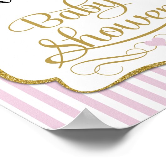 Baby shower Welkomstteken Roze Gold Elegant Poster (Hoek)