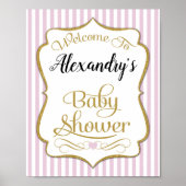 Baby shower Welkomstteken Roze Gold Elegant Poster (Voorkant)