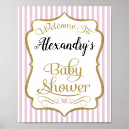 Baby shower Welkomstteken Roze Gold Elegant Poster