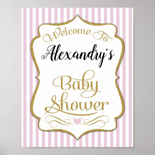 Baby shower Welkomstteken Roze Gold Elegant Poster (Voorkant)