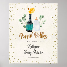 Baby shower Welkomstteken van flessen openen Poster