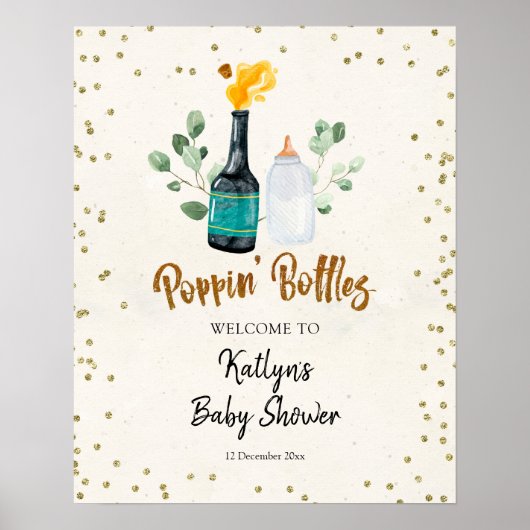 Baby shower Welkomstteken van flessen openen Poster (Voorkant)