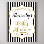Baby shower Welkomstteken Zwart Gold Elegant Poster (Voorkant)