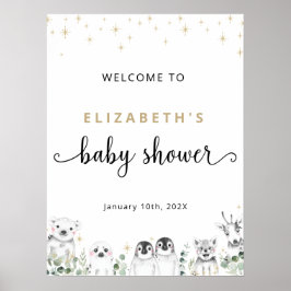 Baby shower Welkomstwinter Wonderland Dieren Post Poster