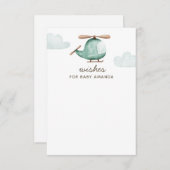 Baby shower wensen en advies. Waterverf helikopter Informatiekaartje (Voorkant / Achterkant)