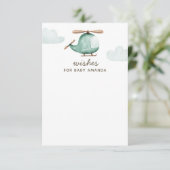 Baby shower wensen en advies. Waterverf helikopter Informatiekaartje (Staand voorkant)