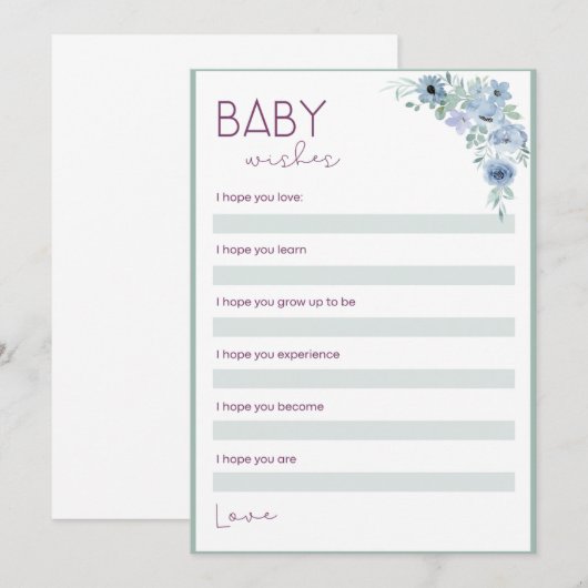 Baby shower wensen kaart (Voorkant / Achterkant)