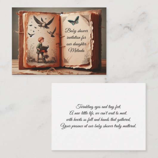 Baby shower Wenskaart Notitiekaartje (Voorkant / Achterkant)