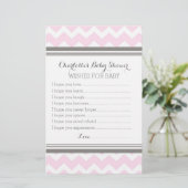 Baby shower wenst Baby Blush Grey Chevron (Staand voorkant)