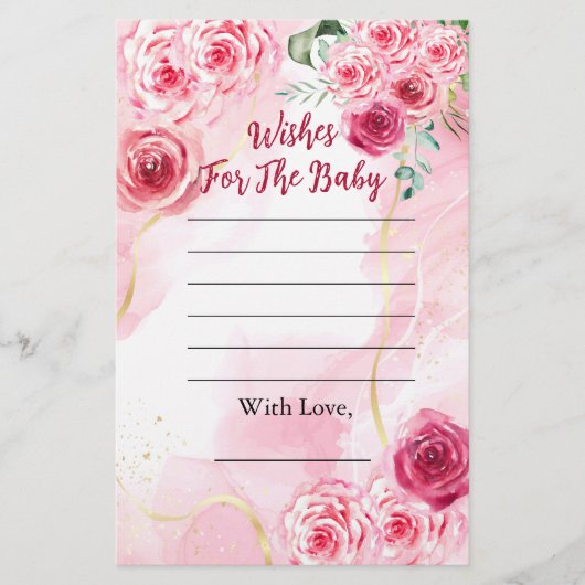 Baby shower wenst Baby Magenta Roos roze (Voorkant)