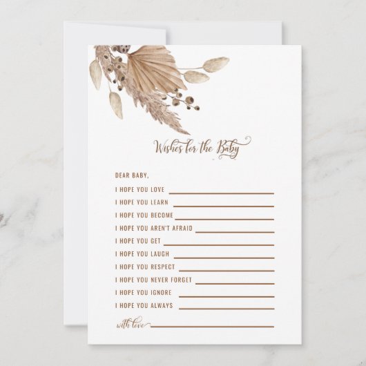 Baby shower wenst Baby Pampas III Kaart (Voorkant)