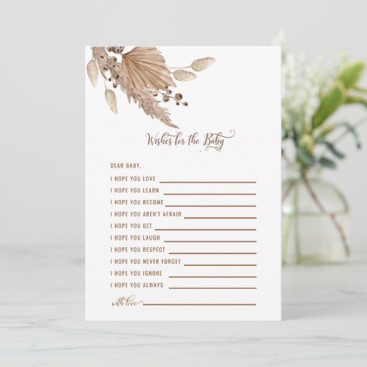 Baby shower wenst Baby Pampas III Kaart (Staand voorkant)