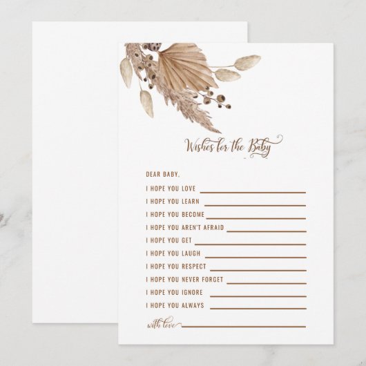 Baby shower wenst Baby Pampas III Kaart (Voorkant / Achterkant)