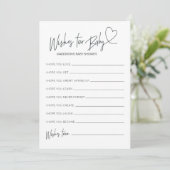 baby shower wenst Baby spelkaart Kaart (Staand voorkant)