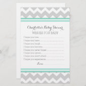 Baby shower wenst Baby Turquoise Gray Chevron (Voorkant / Achterkant)
