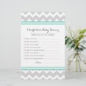 Baby shower wenst Baby Turquoise Gray Chevron (Staand voorkant)