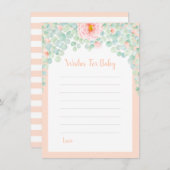 Baby shower wenst Eucalyptus Floral Peach Sage Advieskaart (Voorkant / Achterkant)