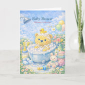 Baby Shower – Whimsical Bear Bath Illustration Kaart (Voorkant)